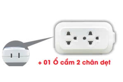 Ổ Cắm Không Dây KD2U31D - 2 ổ cắm đôi 3 chấu