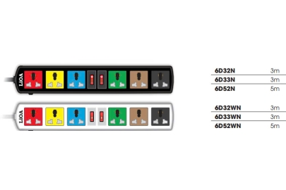Ổ cắm LiOA 6D32N 6 Lỗ đa năng Đen & Trắng