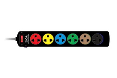 Ổ cắm LiOA 6SND & 6SNW - 6 ổ cắm 3 chấu Đen & Trắng