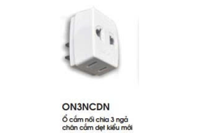 Ổ cắm ON3NCDN nối chia 3 ngả chân cắm dẹt kiểu mới