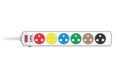 Ổ cắm LiOA 6SND & 6SNW - 6 ổ cắm 3 chấu Đen & Trắng