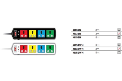 Ổ Cắm LiOA 4D32N 4 Lỗ đa năng Đen & Trắng