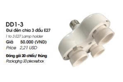 Đui đèn DD1-3 chia 3 đầu E27
