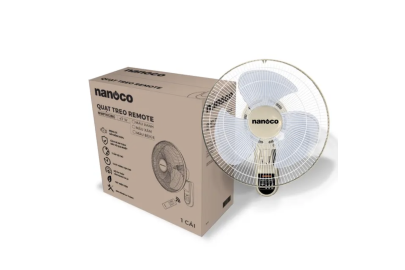 Quạt treo tường Nanoco NWF1612RC - 3 cánh Xám/Xanh/Beige/Xanh Coban, có remote