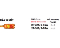 Ổ CẮM SIÊU TẢI CÓ DÂY 2P-3M/2-15A 