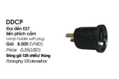 Đui đèn DDCP E27 Liền phích cắm dẹt
