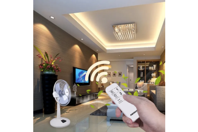 Quạt lửng remote Nanoco NLF1624RC - 3 cánh Xanh/Beige, có remote