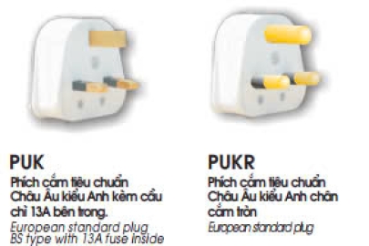 Phích cắm dân dụng - PUK PUKR 3 chân vuông ( kiểu Anh)