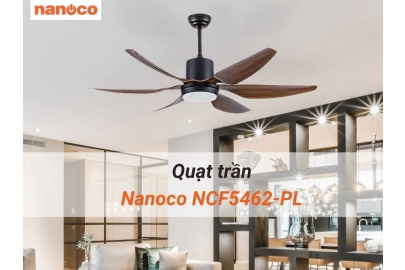 Quạt trần Nanoco NCF5462 - 6 cánh Vân gỗ/Vàng đồng/Bạc