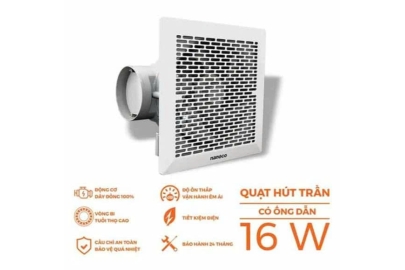 Quạt hút âm trần Có ống dẫn Nanoco NCV1520/C - 16W