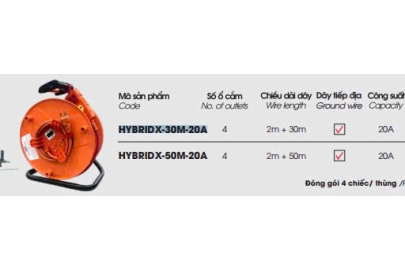 Ổ Cắm Rulo 50M HYBRIDX-50M-20A Chống Xoắn Dây