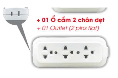 Ổ Cắm Không Dây KD3U31D - 3 ổ cắm đôi 3 chấu