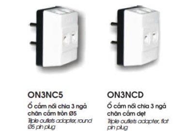 Ổ cắm nối chia 3 ngả - chân cắm tròn Ø5 / dẹt