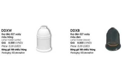 Đui đèn DDXW - DDXB E27 Xoáy màu trắng/đen 
