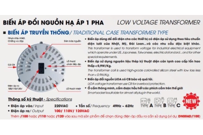 Biến áp DN006 -  đổi nguồn hạ cấp 1Pha  0.6KVA
