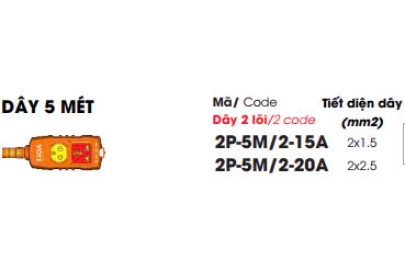 Ổ CẮM SIÊU TẢI CÓ DÂY 2P-3M/2-15A 