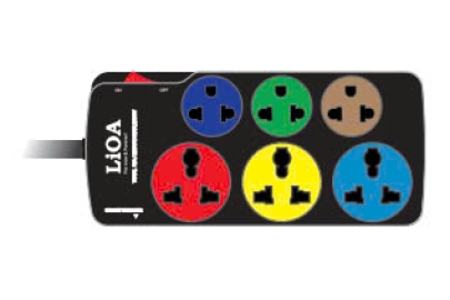 Ổ Cắm LiOA 3D3SN 6 lỗ- 3 ổ cắm 3 chấu Ø5  + 3 ổ cắm 3 chấu Ø4